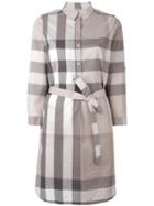 Burberry - Checked Shirt Dress - Women - Cotton - 10, Beige, Cotton