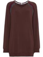 Lot78 Striped V-neck Knitted Jumper - Red