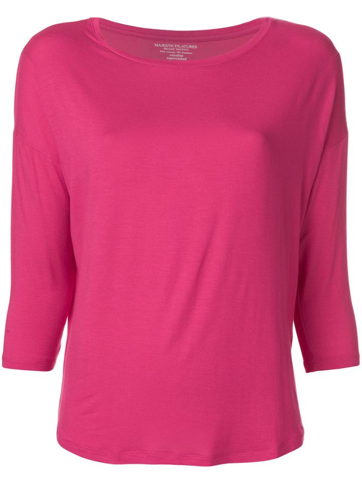 Majestic Filatures Cropped Sleeves Sweater - Pink & Purple