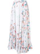 All Things Mochi Long Floral Print Skirt - White