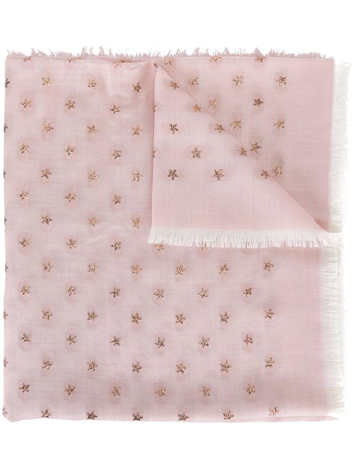 Valentino Star Embroidered Scarf, Women's, Pink/purple, Silk/polyester/cashmere/wool