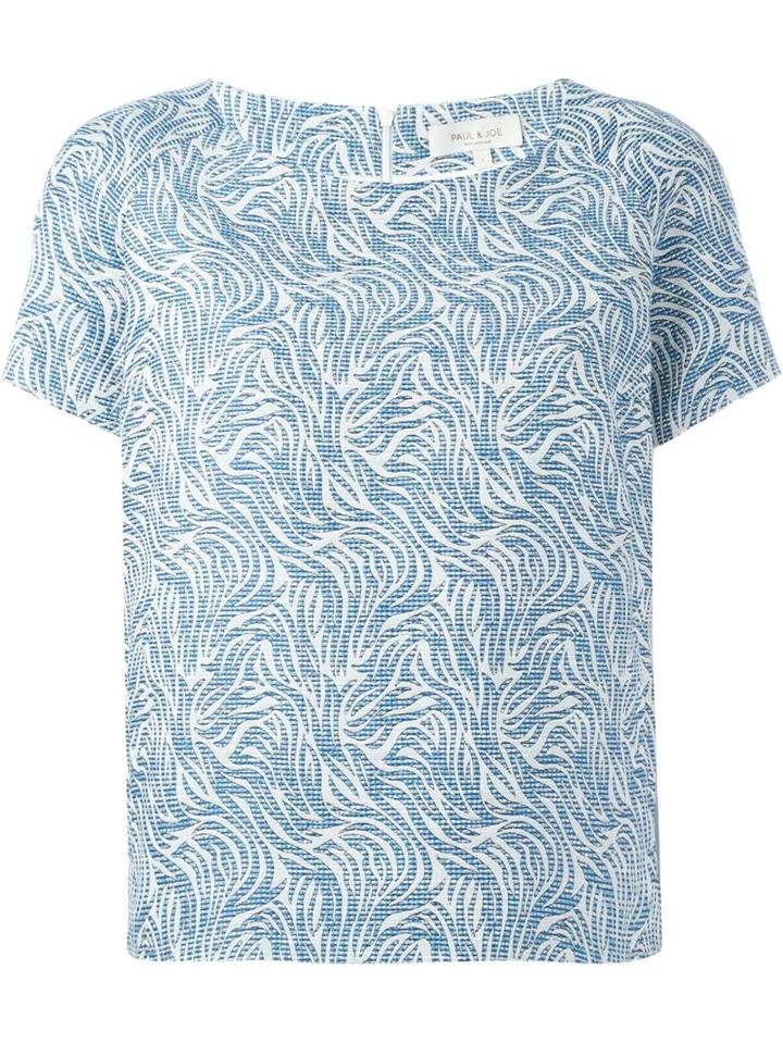 Paul & Joe Shortsleeved Jacquard Top, Women's, Size: 1, Blue, Cotton/acetate
