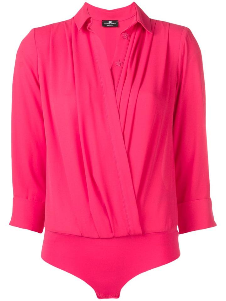 Elisabetta Franchi Plunging Neck Draped Shirt - Pink