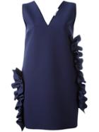 Msgm Ruffle Detail Dress, Women's, Size: 44, Blue, Polyester/viscose/spandex/elastane