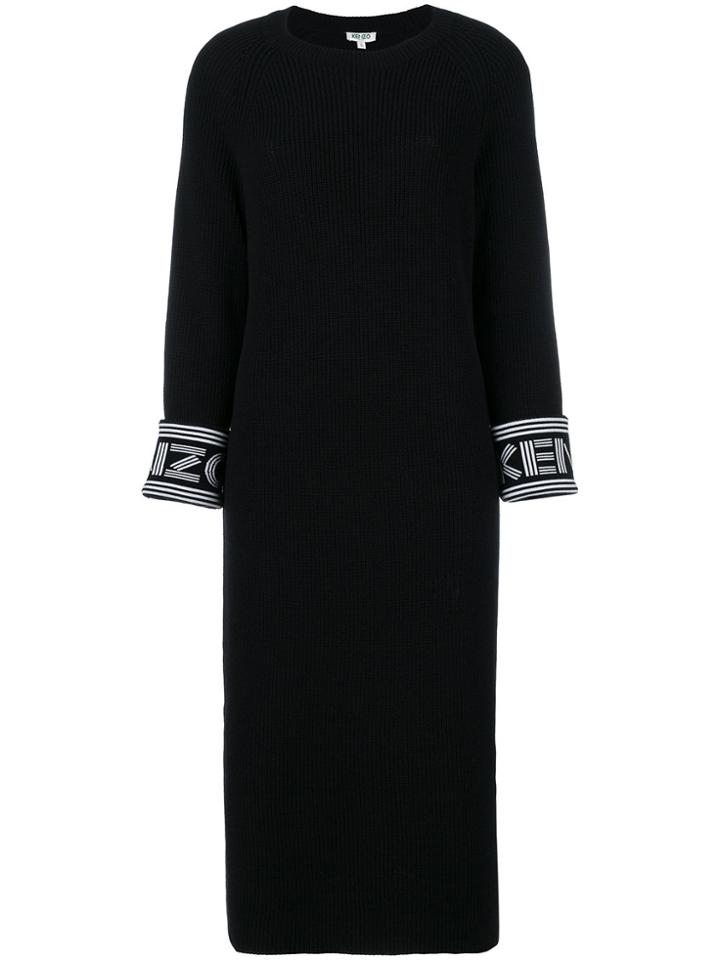 Kenzo Logo Print Sweater Dress - Black
