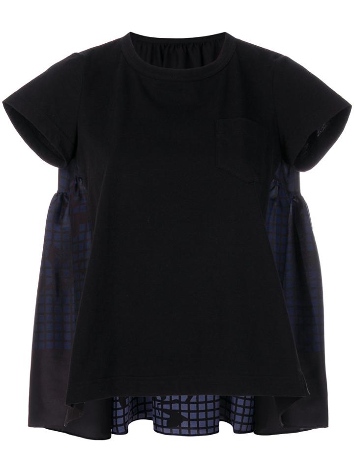 Sacai Trapeze Grid Insert T-shirt - Black