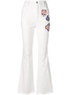 Dolce & Gabbana Applique Patch Flared Jeans - White