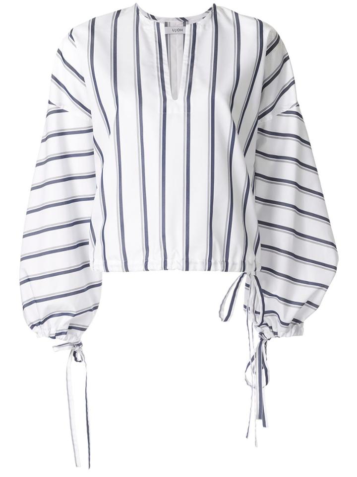 Ujoh Striped Pattern Bloud - White