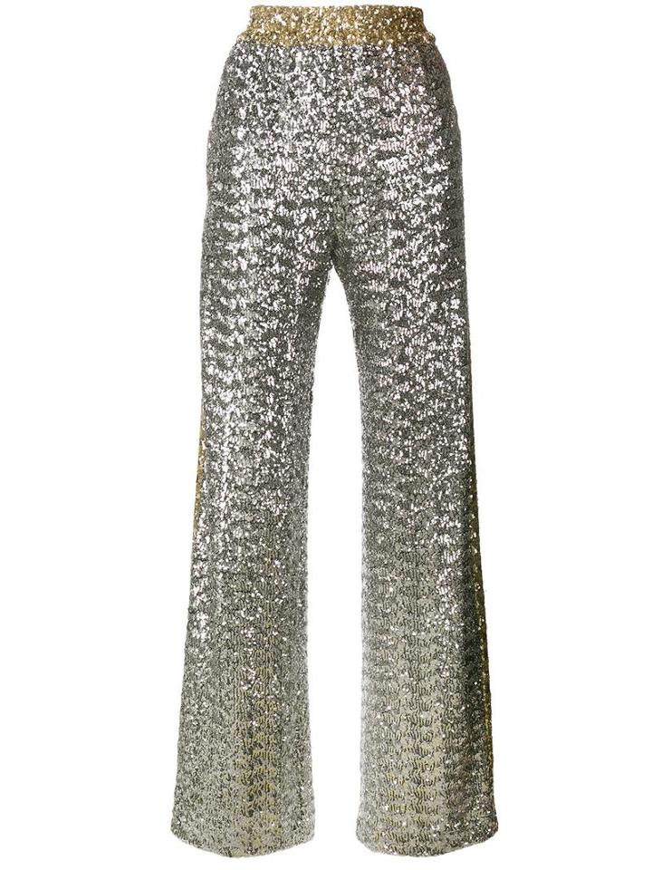 Faith Connexion Sequin Wide Leg Trousers, Women's, Size: Small, Grey, Polyester