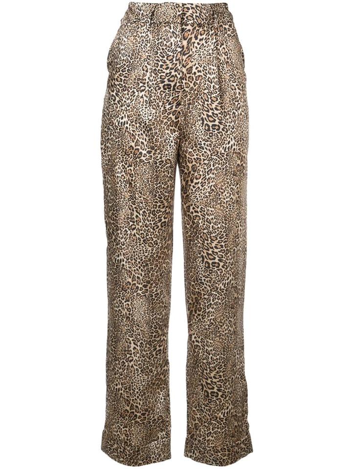 Ronny Kobo Leopard Print Straight Trousers - Brown