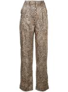 Ronny Kobo Leopard Print Straight Trousers - Brown