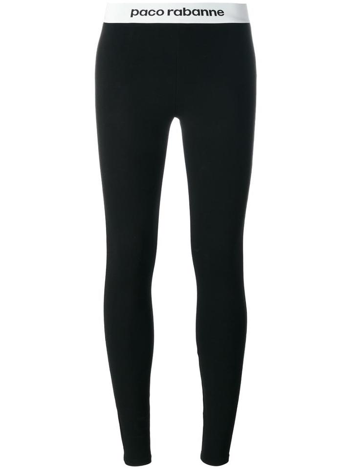 Paco Rabanne Logo Waistband Leggings, Women's, Size: 38, Black, Polyamide/spandex/elastane/viscose