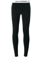 Paco Rabanne Logo Waistband Leggings, Women's, Size: 38, Black, Polyamide/spandex/elastane/viscose