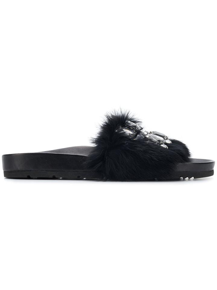 Kennel & Schmenger Fur And Gemstone Strap Slides - Unavailable