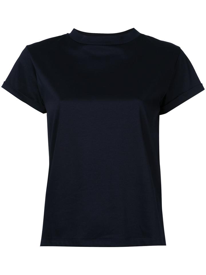 Estnation - High Neck T-shirt - Women - Cotton - 38, Blue, Cotton
