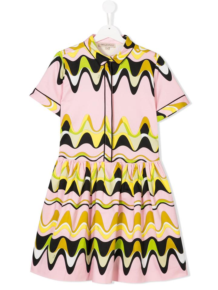 Emilio Pucci Junior Zig-zag Shirt Dress - Pink & Purple