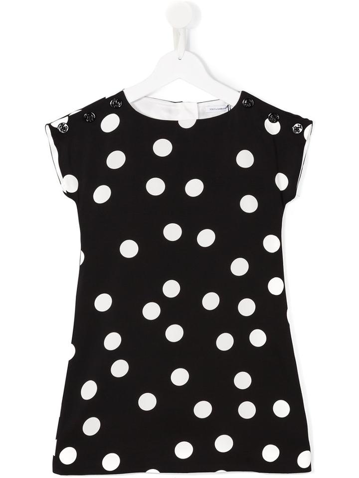 Dolce & Gabbana Kids Polka Dot Dress, Girl's, Size: 8 Yrs, Black