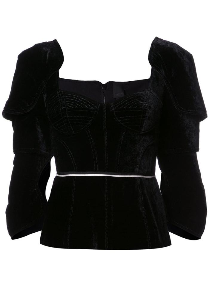 Vera Wang Bustier Fitted Blouse A - Black