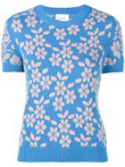 Barrie Floral Knit Jumper - Blue