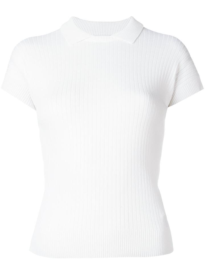 Red Valentino Short-sleeve Ribbed Top, Women's, Size: Small, White, Polyamide/viscose