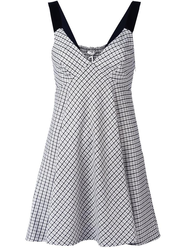 P.a.r.o.s.h. Herringbone Patterned Sleeveless Dress, Women's, Size: Xs, White, Cotton/acrylic/polyamide/wool