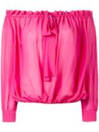 Miu Miu Off Shoulder Pleated Blouse, Women's, Size: 38, Pink/purple, Silk