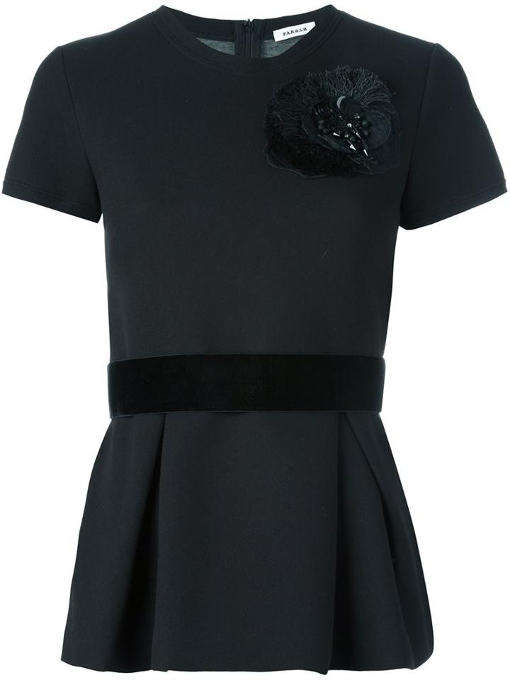 P.a.r.o.s.h. 'ryan' Peplum Top, Women's, Size: Small, Black, Viscose/wool