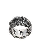 Nove25 Embossed Twisted Ring - Silver