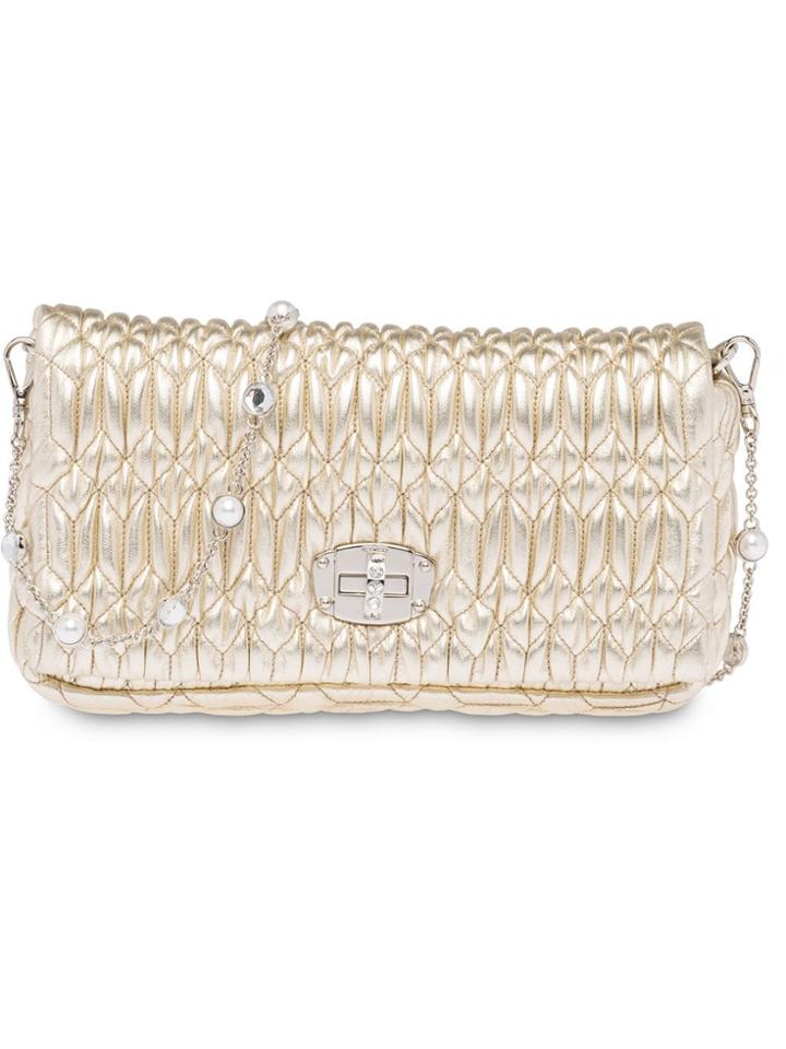 Miu Miu Miu Crystal Shoulder Bag - Gold