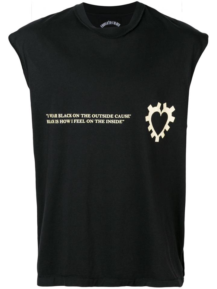 Mr. Completely Quote Print Vest Top - Black