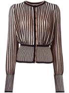 Alexander Mcqueen Striped Knit Cardigan, Women's, Size: Medium, Black, Silk/polyamide/spandex/elastane/metallic Fibre
