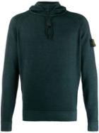 Stone Island Logo Patch Hooded Sweater - Green