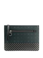 Salvatore Ferragamo Gancini Print Clutch - Black