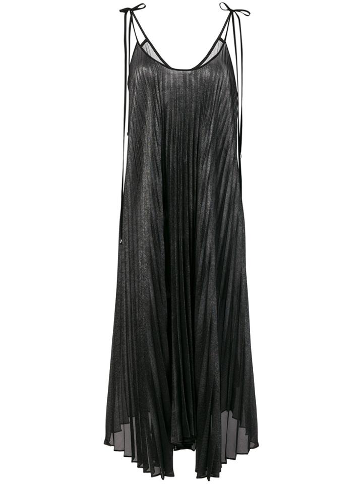 Twin-set Spaghetti Strap Pleated Dress - Metallic