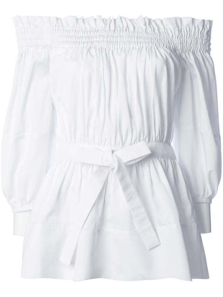 Alexander Mcqueen - Smocked Off The Shoulder Top - Women - Cotton - 40, White, Cotton