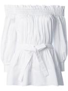 Alexander Mcqueen - Smocked Off The Shoulder Top - Women - Cotton - 40, White, Cotton