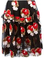 Simone Rocha Flower Embroidered Tulle Skirt, Women's, Size: 10, Black, Cotton/polyamide/polyester