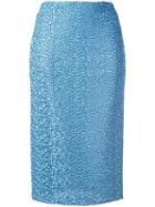 Ermanno Scervino Textured Pencil Skirt, Women's, Size: 42, Blue, Polyester/polyamide