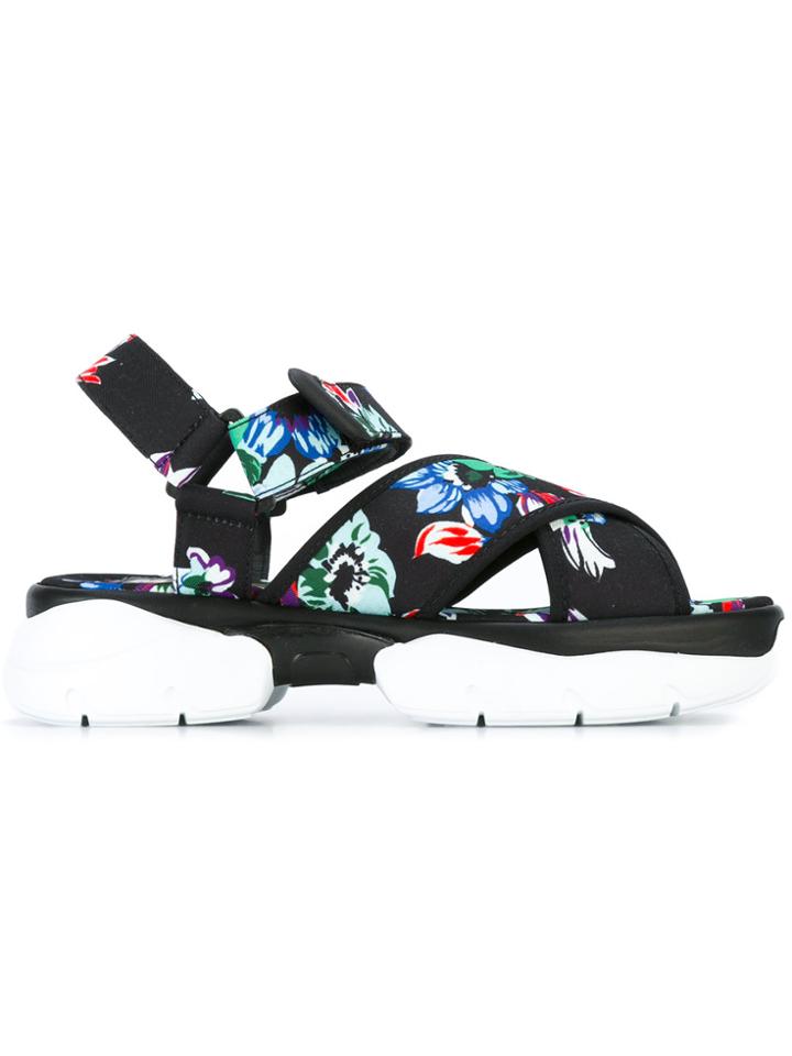 Msgm Cross-over Floral Sandals - Multicolour