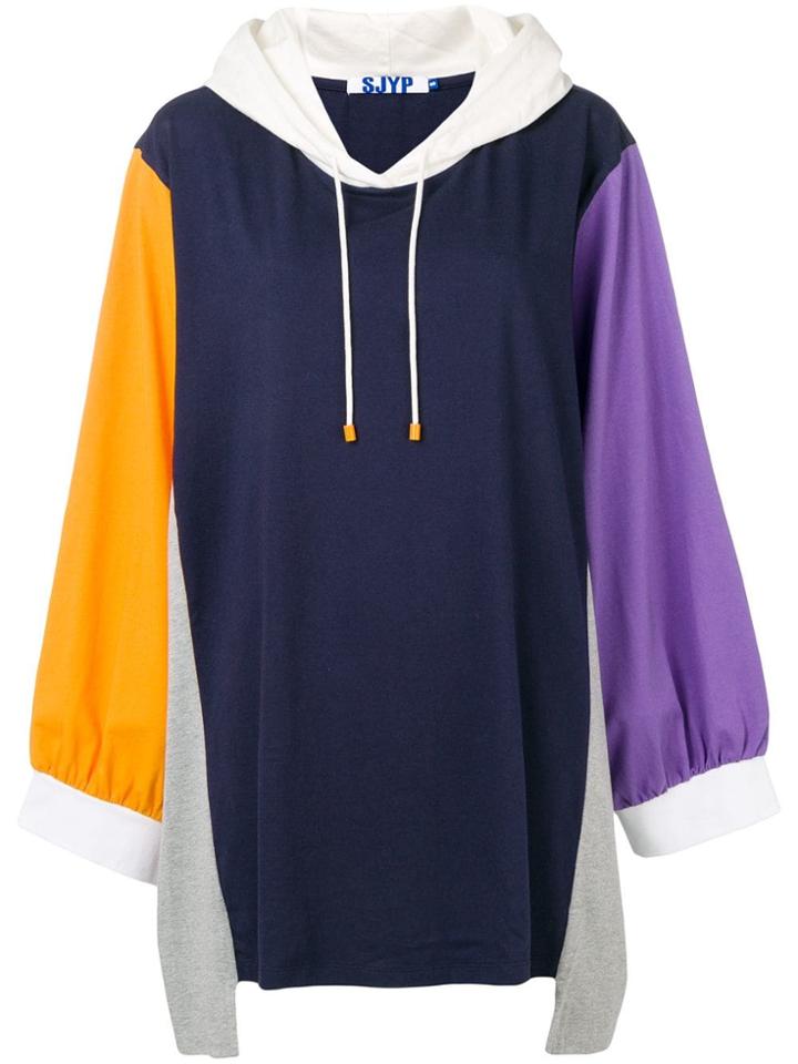 Sjyp Multipatched Hoodie Dress - Blue