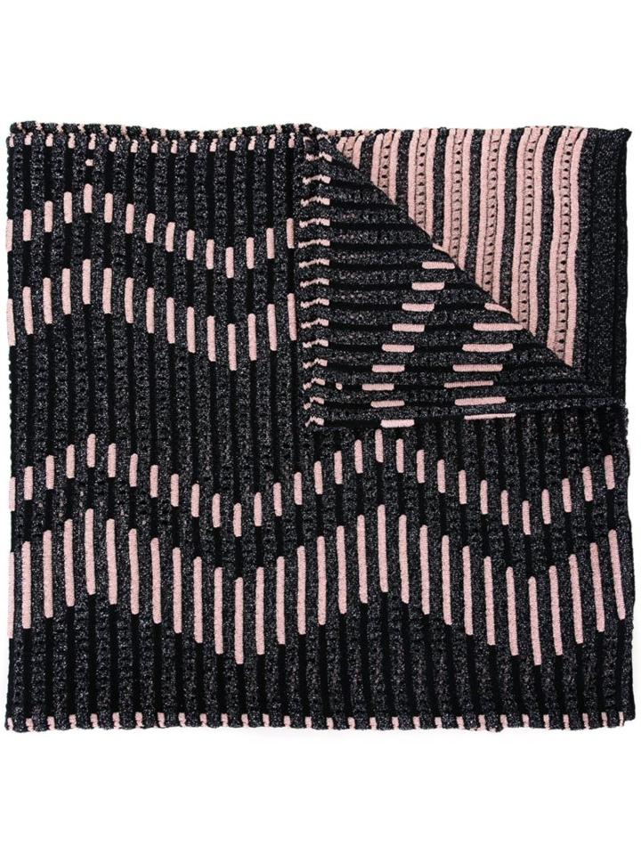 M Missoni Striped Scarf, Women's, Black, Polyamide/metallic Fibre