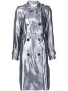 3.1 Phillip Lim Lamé Trench Coat, Women's, Size: 6, Grey, Polyamide/polyester/viscose