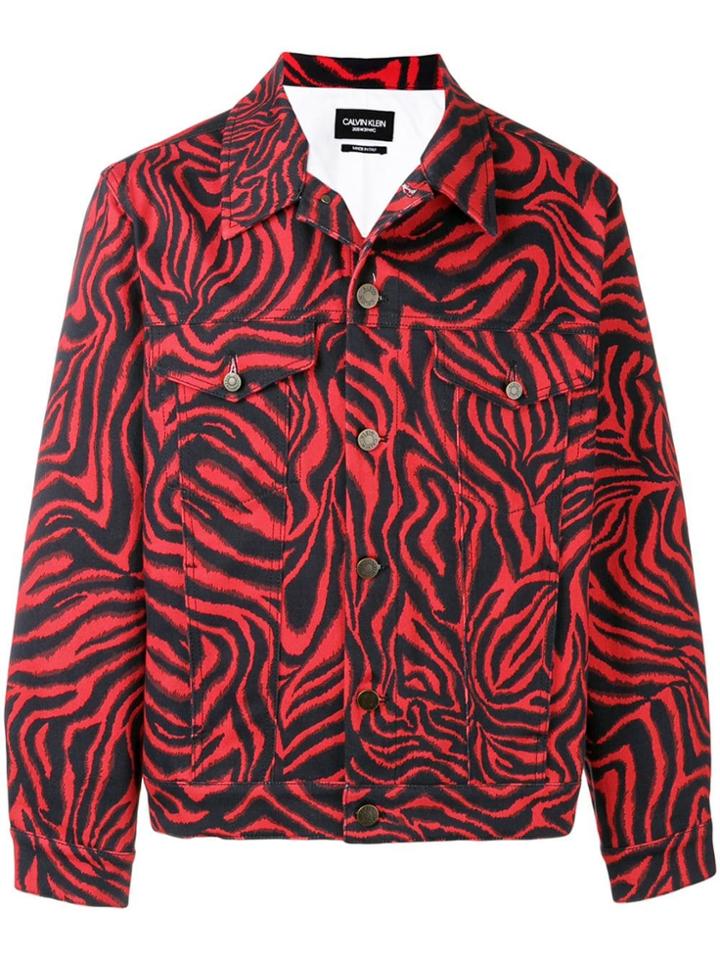 Calvin Klein 205w39nyc Print Denim Jacket - Red