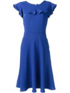 P.a.r.o.s.h. Ruffle Detail Midi Dress, Women's, Blue, Polyester