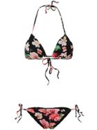 Philipp Plein Floral Print Bikini - Black