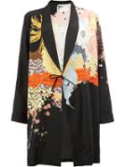 Dries Van Noten Printed Kimono-style Coat, Women's, Size: Large, Black, Silk