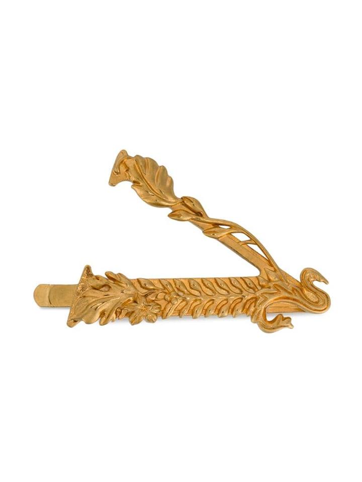 Versace Logo Leaf Hair Pin - Gold
