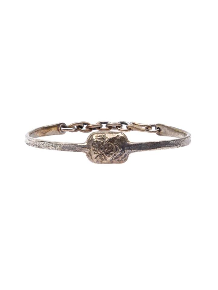Tobias Wistisen Skinny Crest Stamp Bangle, Men's, Metallic