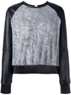 Cristiano Burani Leather Sleeves Sweatshirt, Women's, Size: 42, Grey, Cotton/spandex/elastane/polyester/polyurethane