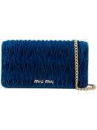 Miu Miu Quilted Wallet On Chain - Blue
